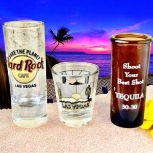 Hard Rock Cafe Shot Glass Las Vegas + 2 More